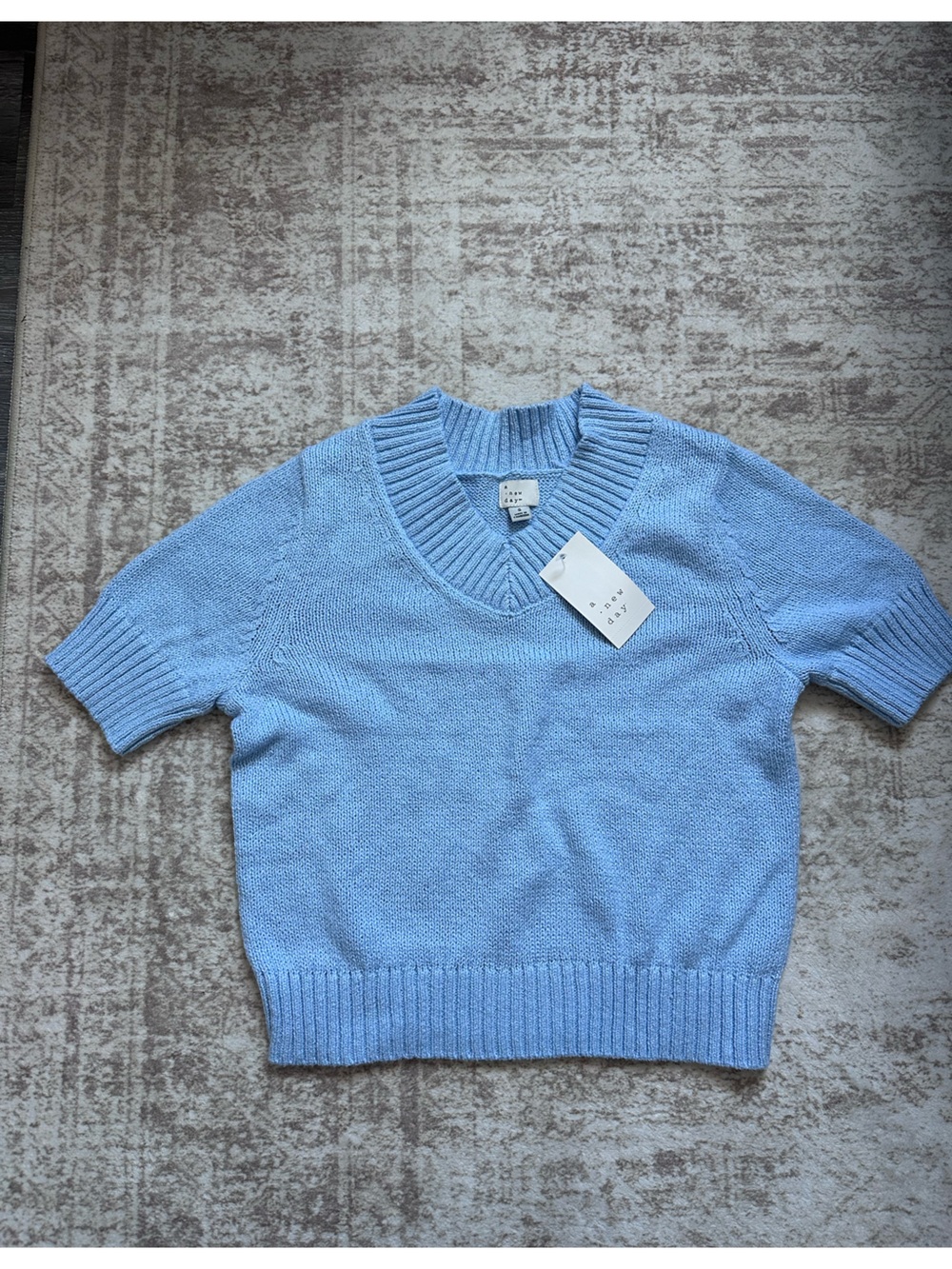 a new day Light Blue Short-Sleeve Crewneck Sweater